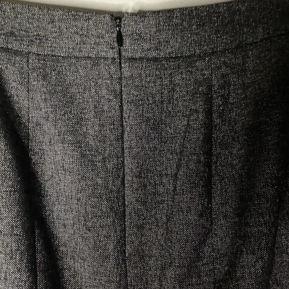 ANN TAYLOR Women Wool Blend Size‎ 10 Pencil Skirt Button Back Black Gray Lined